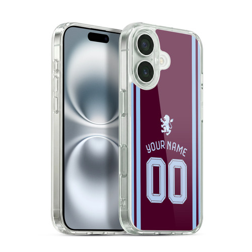 Custom Customised Personalised Aston Villa FC 2026/27 Crest Kit Home Soft Gel Case for Apple iPhone 16 & MagSafe