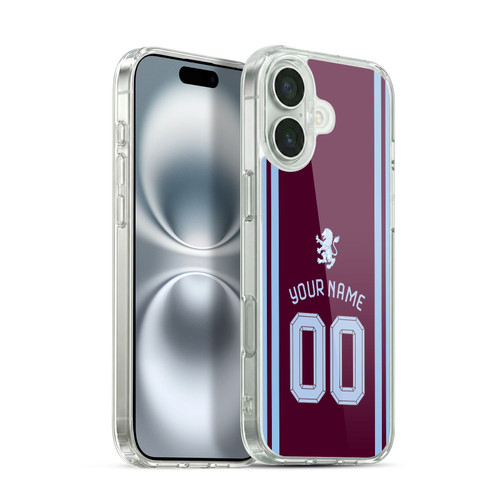 Custom Customised Personalised Aston Villa FC 2026/27 Crest Kit Home Soft Gel Case for Apple iPhone 16 Plus & MagSafe