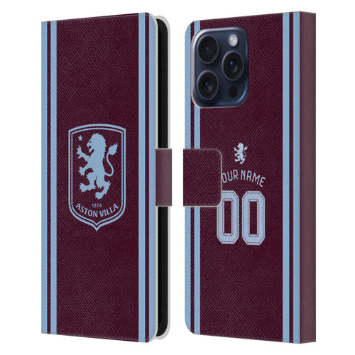 Custom Customised Personalised Aston Villa FC 2026/27 Crest Kit Home Leather Book Wallet Case Cover For Samsung Galaxy S25 FE