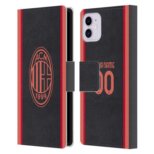 Custom Customised Personalised AC Milan 2026/27 Crest Kit Third Leather Book Wallet Case Cover For Apple iPhone 11