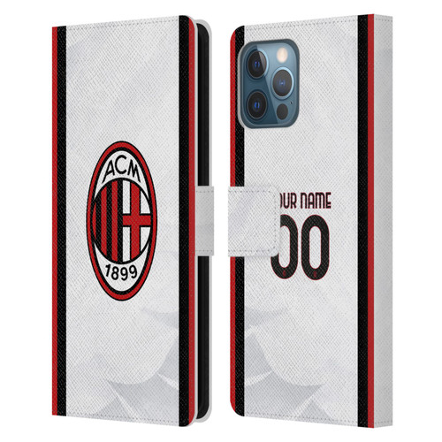 Custom Customised Personalised AC Milan 2026/27 Crest Kit Away Leather Book Wallet Case Cover For Apple iPhone 12 Pro Max