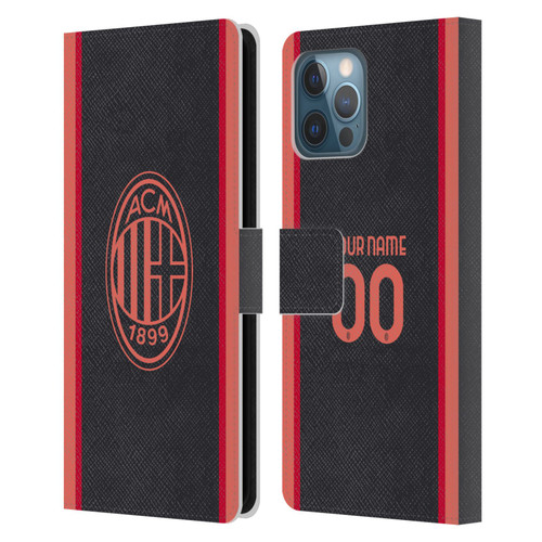 Custom Customised Personalised AC Milan 2026/27 Crest Kit Third Leather Book Wallet Case Cover For Apple iPhone 12 Pro Max