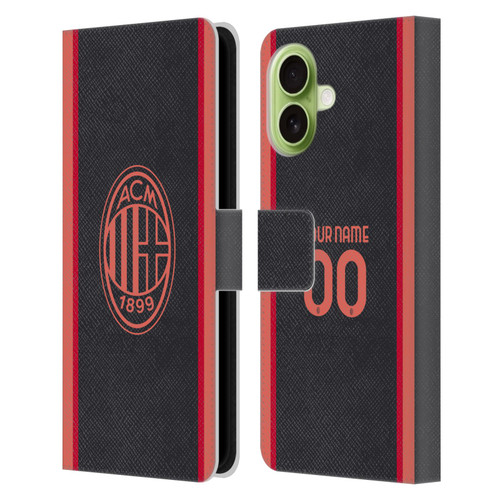 Custom Customised Personalised AC Milan 2026/27 Crest Kit Third Leather Book Wallet Case Cover For Apple iPhone 17