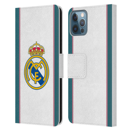 Real Madrid CF 2026/27 Badge White Leather Book Wallet Case Cover For Apple iPhone 12 / iPhone 12 Pro