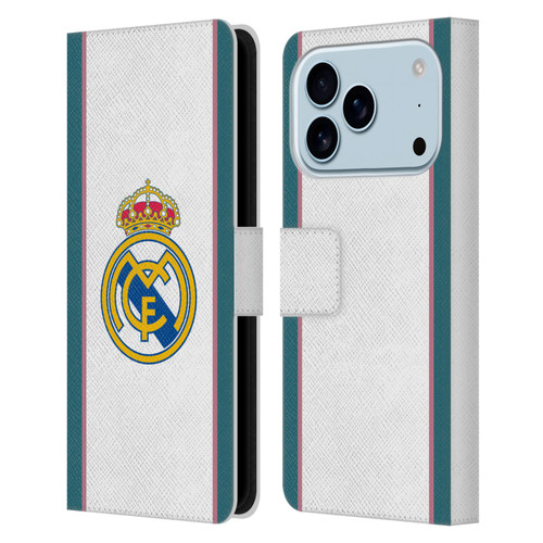 Real Madrid CF 2026/27 Badge White Leather Book Wallet Case Cover For Apple iPhone 17 Pro