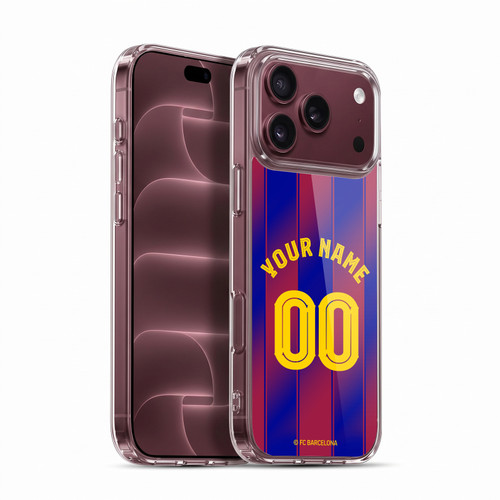 Custom Customised Personalised FC Barcelona 2025/26 Kit Home Soft Gel Case for Apple iPhone 18 Pro Max