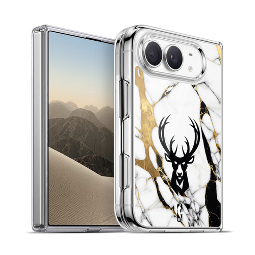 NBA Milwaukee Bucks White Marble Soft Gel Case for Apple iPhone Duo