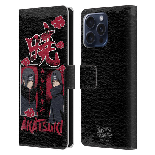 Naruto Shippuden Art Itachi Uchiha Akatsuki Leather Book Wallet Case Cover For Apple iPhone 16 Pro Max