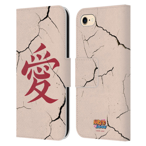 Naruto Shippuden Iconic Gaara Tattoo Leather Book Wallet Case Cover For Apple iPhone 7 / 8 / SE 2020 & 2022