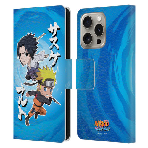 Naruto Shippuden Art Chibi Sasuke Naruto Leather Book Wallet Case Cover For Apple iPhone 16 Pro