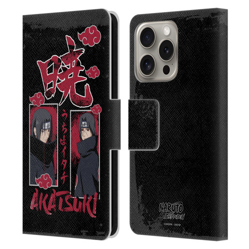 Naruto Shippuden Art Itachi Uchiha Akatsuki Leather Book Wallet Case Cover For Apple iPhone 16 Pro