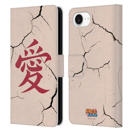 Naruto Shippuden Iconic Gaara Tattoo Leather Book Wallet Case Cover For Apple iPhone 16e / Apple iPhone 17e