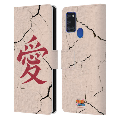 Naruto Shippuden Iconic Gaara Tattoo Leather Book Wallet Case Cover For Samsung Galaxy A21s (2020)