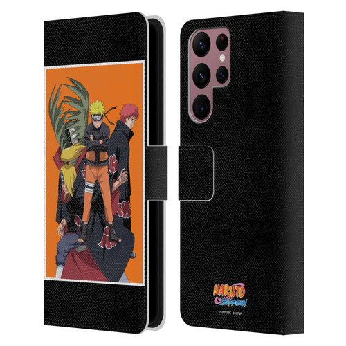 Naruto Shippuden Art Akatsuki Organization Leather Book Wallet Case Cover For Samsung Galaxy S22 Ultra 5G
