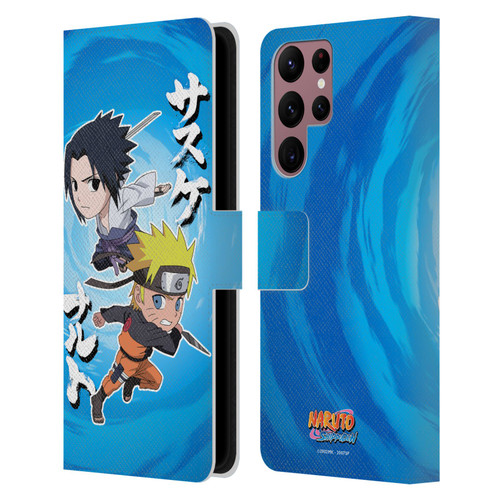 Naruto Shippuden Art Chibi Sasuke Naruto Leather Book Wallet Case Cover For Samsung Galaxy S22 Ultra 5G