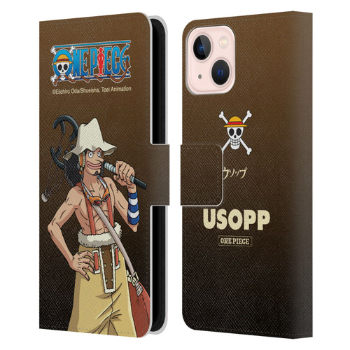 One Piece Graphic Art Usopp Leather Book Wallet Case Cover For Apple iPhone 13
