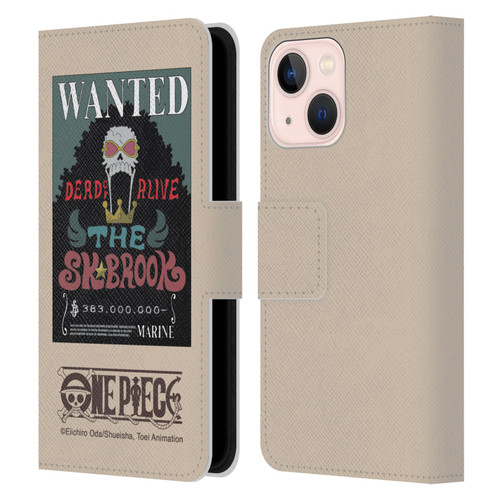 One Piece Wanted Poster Brook Leather Book Wallet Case Cover For Apple iPhone 13 Mini