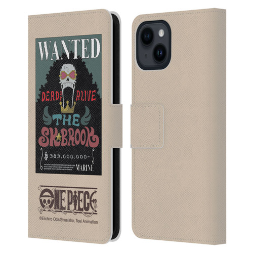 One Piece Wanted Poster Brook Leather Book Wallet Case Cover For Apple iPhone 15