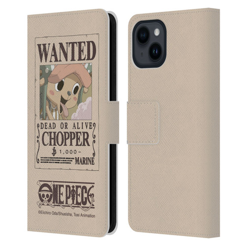 One Piece Wanted Poster Chopper Leather Book Wallet Case Cover For Apple iPhone 15