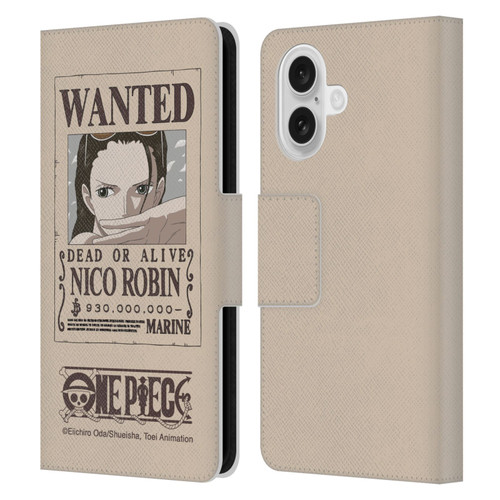 One Piece Wanted Poster Nico Robin Leather Book Wallet Case Cover For Apple iPhone 16