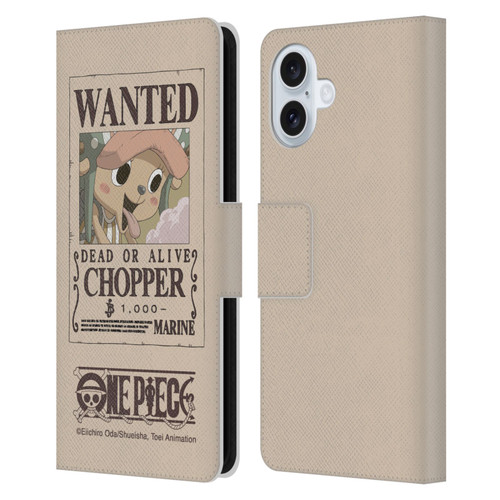 One Piece Wanted Poster Chopper Leather Book Wallet Case Cover For Apple iPhone 16 Plus