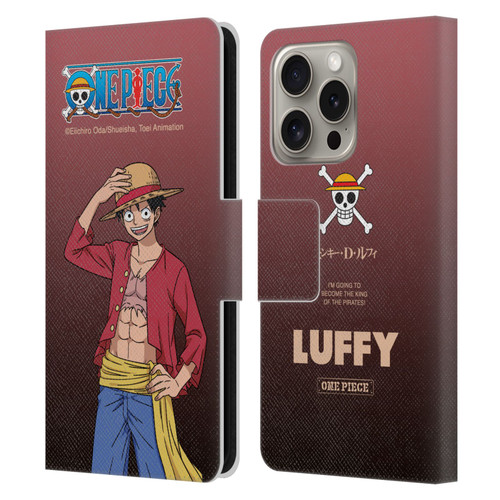 One Piece Graphic Art Monkey D. Luffy Leather Book Wallet Case Cover For Apple iPhone 16 Pro