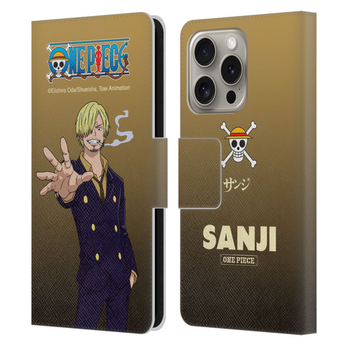 One Piece Graphic Art Sanji Leather Book Wallet Case Cover For Apple iPhone 16 Pro