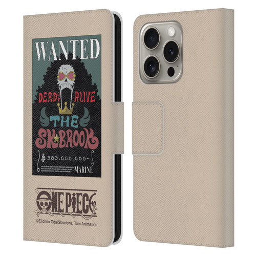 One Piece Wanted Poster Brook Leather Book Wallet Case Cover For Apple iPhone 16 Pro