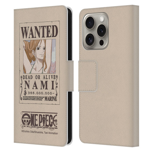 One Piece Wanted Poster Nami Leather Book Wallet Case Cover For Apple iPhone 16 Pro