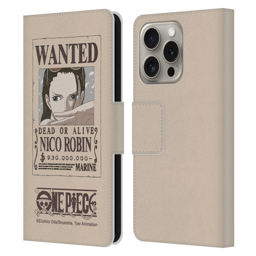 One Piece Wanted Poster Nico Robin Leather Book Wallet Case Cover For Apple iPhone 16 Pro