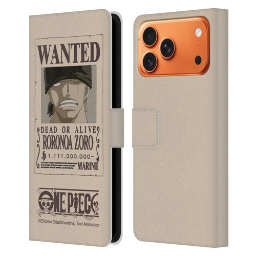 One Piece Wanted Poster Roronoa Zoro Leather Book Wallet Case Cover For Apple iPhone 17 Pro Max