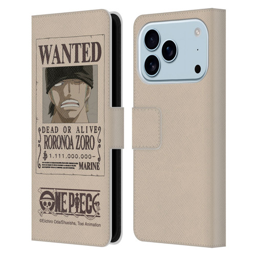 One Piece Wanted Poster Roronoa Zoro Leather Book Wallet Case Cover For Apple iPhone 17 Pro