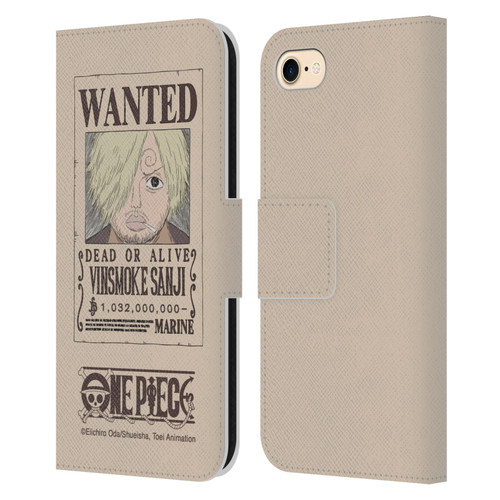 One Piece Wanted Poster Sanji Leather Book Wallet Case Cover For Apple iPhone 7 / 8 / SE 2020 & 2022