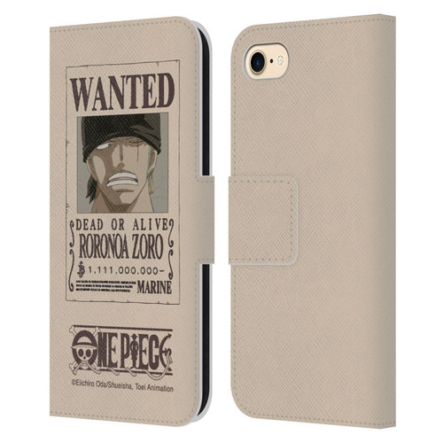 One Piece Wanted Poster Roronoa Zoro Leather Book Wallet Case Cover For Apple iPhone 7 / 8 / SE 2020 & 2022