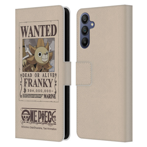 One Piece Wanted Poster Franky Leather Book Wallet Case Cover For Samsung Galaxy A15