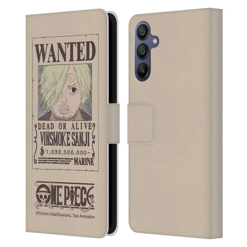 One Piece Wanted Poster Sanji Leather Book Wallet Case Cover For Samsung Galaxy A15