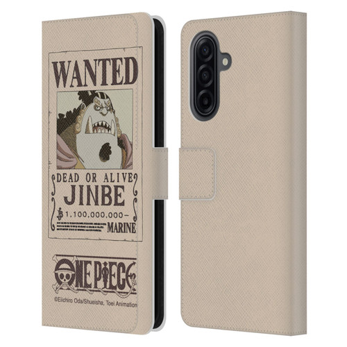 One Piece Wanted Poster Jinbe Leather Book Wallet Case Cover For Samsung Galaxy A17 4G / 5G