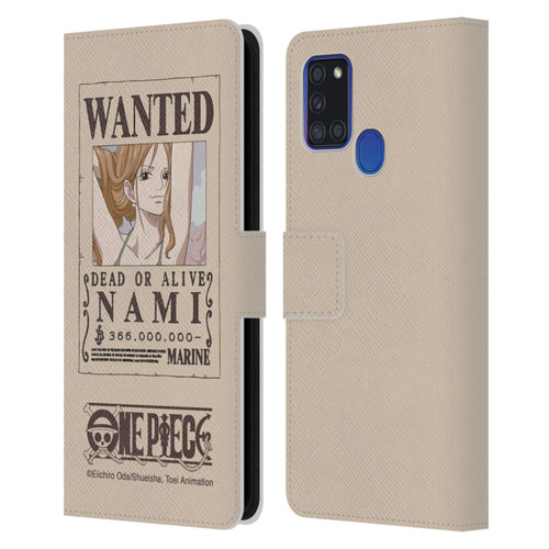 One Piece Wanted Poster Nami Leather Book Wallet Case Cover For Samsung Galaxy A21s (2020)
