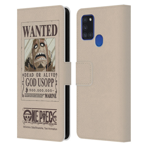 One Piece Wanted Poster Usopp Leather Book Wallet Case Cover For Samsung Galaxy A21s (2020)