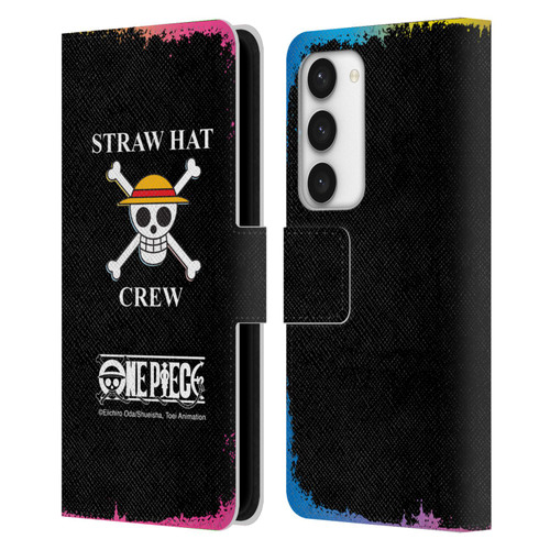 One Piece Graphic Art Colourful Crew Logo Leather Book Wallet Case Cover For Samsung Galaxy S23 5G