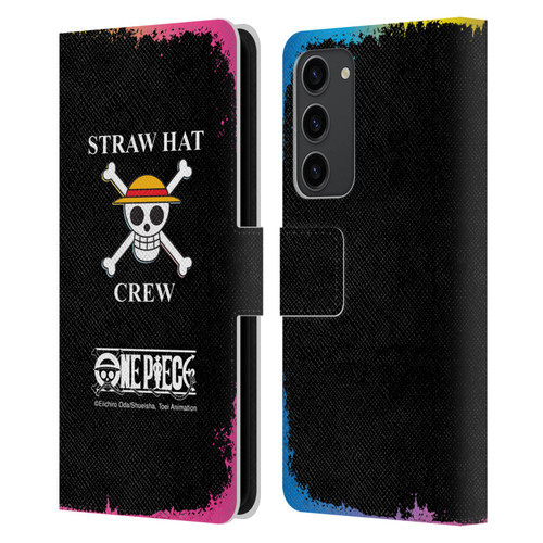 One Piece Graphic Art Colourful Crew Logo Leather Book Wallet Case Cover For Samsung Galaxy S23+ 5G