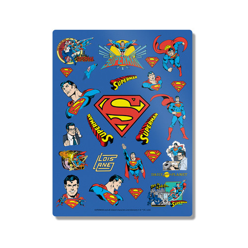 Superman DC Comics Comic Art Sticker Collage 300X400mm Portrait Metal Wall Art Print - Wall Decor for Living Room, Bedroom & Gaming Room