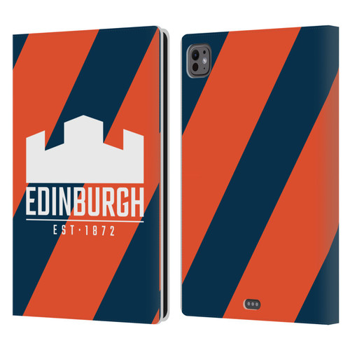 Edinburgh Rugby Logo Art Diagonal Stripes Leather Book Wallet Case Cover For Apple iPad Pro 11 M4/M5 2024/2025