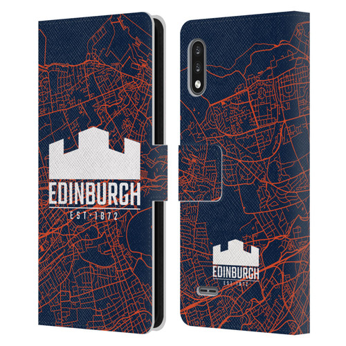 Edinburgh Rugby Graphics Map Leather Book Wallet Case Cover For LG K22