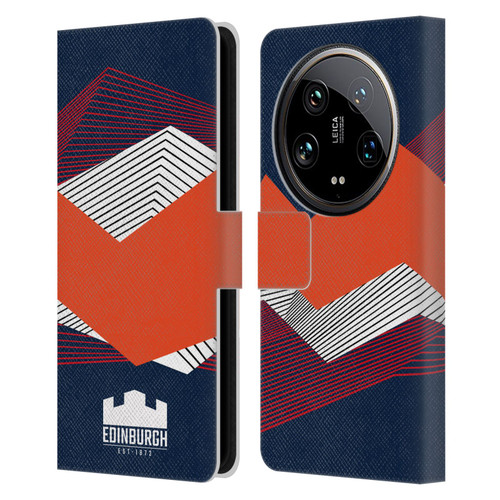 Edinburgh Rugby Graphics Shapes Leather Book Wallet Case Cover For Xiaomi 14 Ultra
