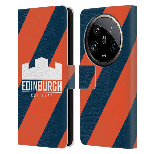 Edinburgh Rugby Logo Art Diagonal Stripes Leather Book Wallet Case Cover For Xiaomi 14 Ultra