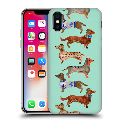 Cat Coquillette Animals Blue Dachshunds Soft Gel Case for Apple iPhone X / iPhone XS