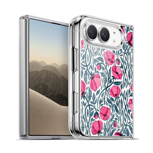 Micklyn Le Feuvre Flora And Fauna Hot Pink Block Print Poppies Soft Gel Case for Apple iPhone Duo
