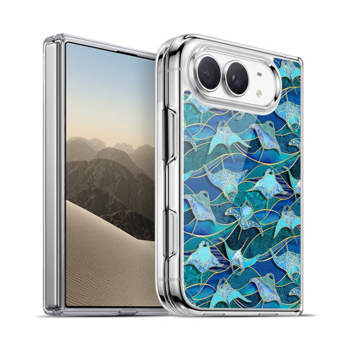 Micklyn Le Feuvre Flora And Fauna Patchwork Manta Rays in Blue Soft Gel Case for Apple iPhone Duo