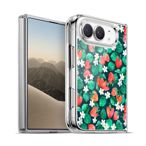 Micklyn Le Feuvre Flora And Fauna Strawberry Watercolor in Blue Soft Gel Case for Apple iPhone Duo